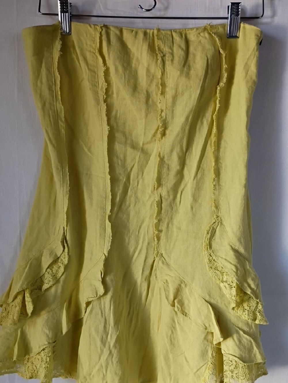 Free People Women's Summer Serenade  Mini Dress Ruffled Linen Size XS - Picture 4 of 11